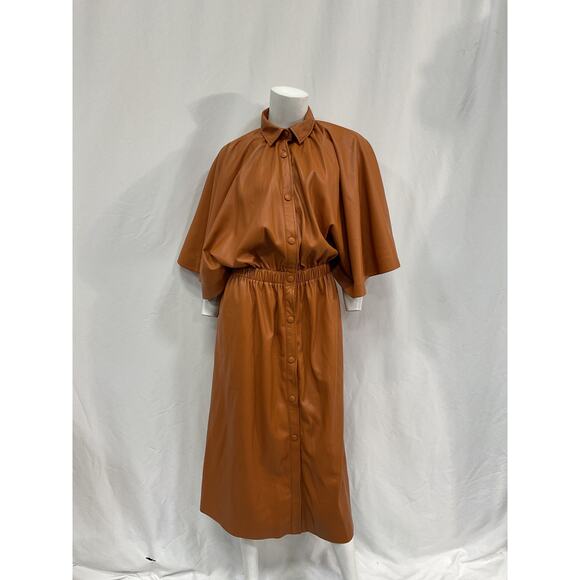 Msgm Faux-Leather Shirt Dress Size 44 - NWT - Picture 2 of 5